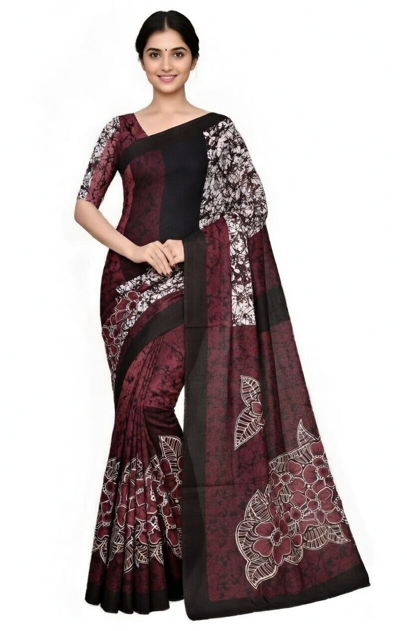 Venba Batik Saree Maroon