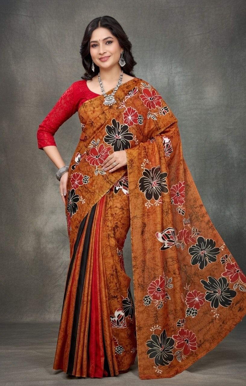 Venba Batik Saree Orange